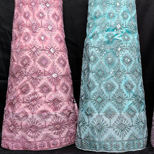 Lehenga choli สุทธิดีไซเนอร์ด้วยการปักเลื่อมหนัก3เมตรที่มีการตกแต่งที่มีไหวพริบและขอบบัตติสำหรับผู้ซื้อจำนวนมาก - Product Image 3