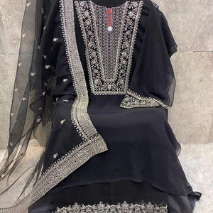 Fox Georgette Winter Shalwar Kameez Suit avec fond Santoon et filet lourd Dupatta Indian Styles Disponible en grandes tailles jusqu'à 7XL - Product Image 1