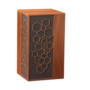 โกศเผาศพทำจากไม้ทำด้วยมือรูปทรงเรขาคณิตแกะสลักของที่ระลึกสำหรับขี้เถ้าผู้ใหญ่ - Product Image 6