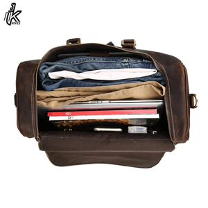 กระเป๋าเดินทางขนาดใหญ่พิเศษ สำหรับวันหยุดสุดสัปดาห์ สีน้ำตาลเข้ม หนังแท้ 100% กระเป๋าถือขึ้นเครื่องบิน กระเป๋าเดินทางแบบดัฟเฟิล สำหรับผู้ชาย - Product Image 5