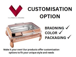 Chafing Dish Cuadrado de Acero Inoxidable de Primera Calidad con Marco Dorado Rosa Completo de 7L, Chafing Dish con Marco Dorado Rosa Completo - Product Image 3