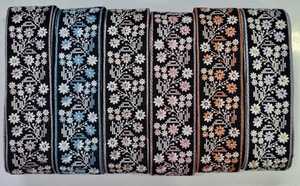 Custom Made Machine Embroidered <b>Ribbons</b> & <b>Laces</b> in Various Designs & in Light Pastel Colours for Wedding Dresses for Resale - Product Image 6