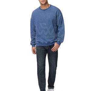 Sweat-shirt lavé à l'acide pour hommes 2025 vente directe d'usine sweat-shirt lavé à l'acide avec logo personnalisé de couleur unie - Product Image 4