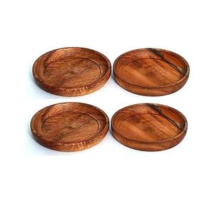 Latest Design Wooden coaster <b>Plate</b> with Natural Color for Kitchen & Tabletop Acacia Wood Drinking coaster for Handicraft Item - Product Image 1