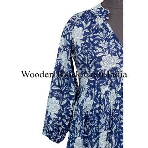 Vestido Casual de Verano para Mujer, Estilo Moderno, Cintura Natural, Estampado Floral, Cuello en V, Decoración con Botones, Ecológico, de Algodón Largo - Product Image 3