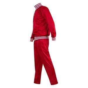 Ensemble de survêtements de football pour hommes, tenue respirante de couleur rouge à manches longues et fermeture éclair, nouvel arrivage - Product Image 6