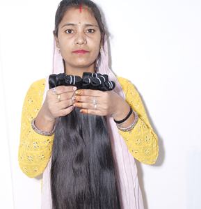 Fabricant de faisceaux naturels Cuticules vierges brutes alignées non traitées soyeuses raides extensions de cheveux humains du temple indien - Product Image 1