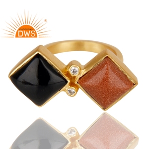 Último diseño hecho a mano 18K chapado en oro Multi piedra preciosa anillo apilable Demi joyería fina para mujer regalo para ella - Product Image 2