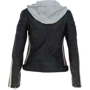 Femmes haut tendance personnalisé automne hiver vestes en cuir solide col tournant conception manches longues respirant doublure en Satin - Product Image 3