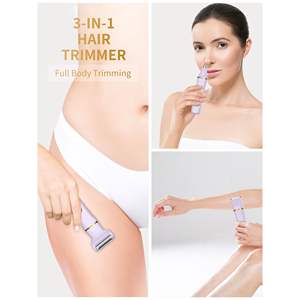 Tondeuse électrique rechargeable pour femme, utilisable sur peau sèche ou humide, étanche, pour le nez et la zone pubienne, avec station de charge USB - Product Image 1