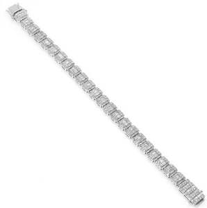 14k White Gold <b>BAGUETTE</b> DIAMOND <b>BRACELET</b> and Moissanite Luxury Charm <b>Bracelet</b> - Product Image 2