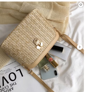 Bolso de Mano de Mimbre Tejido a la Moda para Mujeres y Niñas, Elegantes Bolsos de Paja Personalizados, Bolso de Hombro de Paja para Damas - Product Image 2