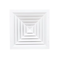 Difusor de Techo Rectangular de Aluminio Anodizado con Cuchilla Curva, Bajo Ruido, Certificado ISO, Personalizable, Deflexión de Aire de 4 Vías, Extraíble