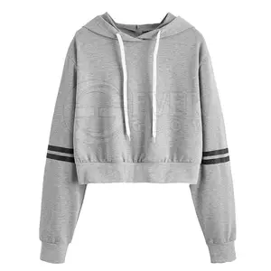 2024 Wholesale Cotton Ladies Long Sleeve Fashion Design Crop Tops Women's Sweatshirt Custom Hoodie Women