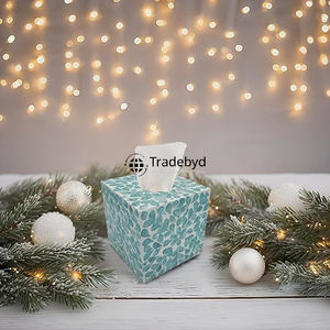 Elegante Caja de Pañuelos de Papel con Incrustaciones de Primera Calidad, Diseño Floral Hecho a Mano, Grabado Impreso, para Decoración del Hogar u Oficina - Product Image 2