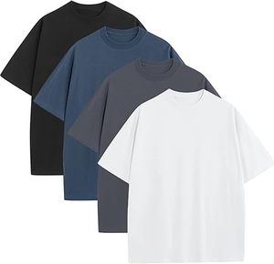 เสื้อยืดโอเวอร์ไซส์ผู้ชาย ผ้าคอตตอนหนานุ่ม คอกลม แขนสั้น ทรงหลวม สวมใส่สบาย คลาสสิก รุ่นพื้นฐาน - Product Image 2