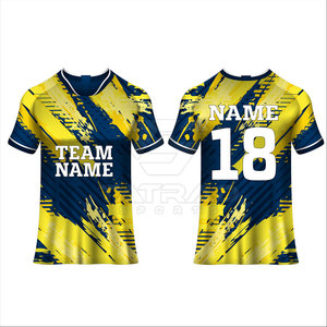 Vêtements de sport d'été pour hommes, maillot imprimé par sublimation, séchage rapide, respirant, manches courtes, col rond, nouvelle collection - Product Image 1