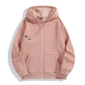 Nouveaux sweats à capuche zippés pour hommes, mode hiver, ODM, couleur unie, surdimensionnés, logo personnalisé, molleton lourd 100% coton, haute qualité - Product Image 6