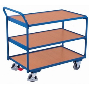 Carrito de Trabajo con Ruedas Variofit, Tipo Mesa, con 3 Estantes de Carga, Capacidad de 250 Kg, Llantas de Goma Termoplástica para Herramientas - Product Image 1