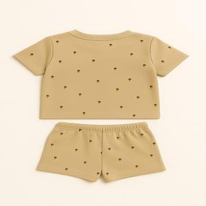 ชุดเสื้อและกางเกงขาสั้นผ้าเทอร์รี่พิมพ์ลายเห็ดมาใหม่สำหรับเด็ก - Product Image 1