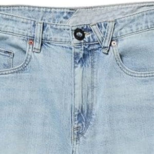 กางเกงยีนส์ขาสั้นทรงหลวมสีฟ้าทำจากผ้าฝ้าย100% สไตล์ลำลองทรงตรงเอวสูงถักฤดูร้อน - Product Image 4