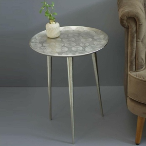 Round Shape Steel Light <b>Grey</b> Aluminum 3 Leg Side Table for Home Decor and Planter <b>Stool</b> for Indoor Manufacturer Indian Factory - Product Image 6