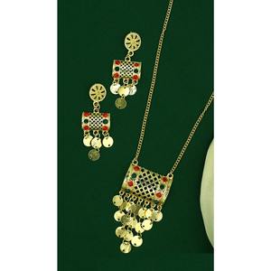 Ensemble de pendentifs à breloques ensemble de bijoux plaqué or indien dubai arabe ensemble de pendentifs boucles d'oreilles collier chaîne pour femmes - Product Image 1