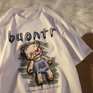 เสื้อยืดสตรีคอกลมแขนสั้นทรงหลวมสำหรับฤดูร้อน,เสื้อยืดลายการ์ตูนดีไซน์ยอดนิยมสำหรับผู้หญิง - Product Image 6