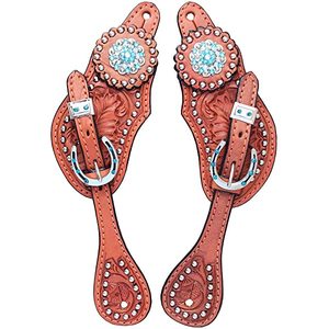 Top Quality Leather Western Spur <b>Straps</b> Very Fine Quality Hand Carving Silver Plated Concho and <b>Buckle</b> at Affordable Price - Product Image 3