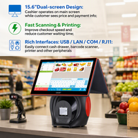 Terminal de caisse tactile tout-en-un double écran 15,6 pouces pour restaurants - Vente en gros