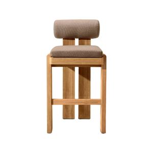 Bar et comptoir Vigo en teck massif avec coussin en tissu résistant au soleil pour usage extérieur. - Product Image 1