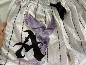 Pantalones cortos de malla de arroz para hombre, pantalones cortos de malla, rayas, apliques bordados, malla reversible para hombre, pantalones cortos de gimnasio de verano de secado rápido, baloncesto - Product Image 5