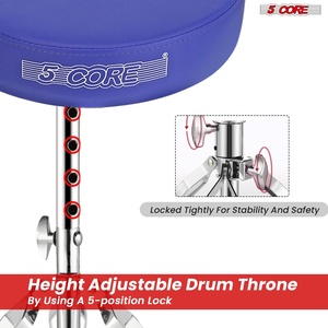 5Core Drum Throne Adjustable Guitar <b>Stool</b> <b>Padded</b> Seat + Drum Practice Pad Snare Drumming Stand - Product Image 4