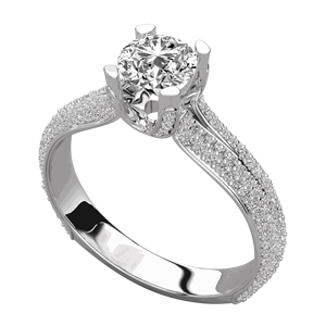 Anillo de Boda con Diamantes Redondos en Forma de U - Product Image 1