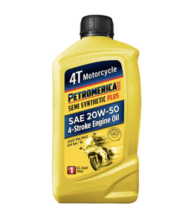 Lubricante Automotriz Semisintético PLUS Antidesgaste Petromerica 4T SAE 20W-50, Aceite para Motor de Motocicleta, Paquete de 6, 1 Cuarto de Galón - Product Image 1