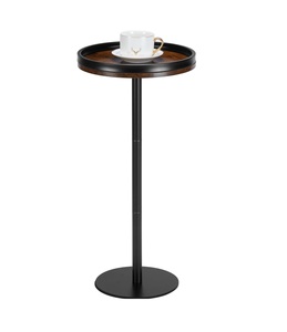Customized Design Wooden and Metal <b>Round</b> Drink <b>Table</b> <b>Side</b> <b>Table</b> for Small Spaces for Living Room (Rustic Brown) - Product Image 1