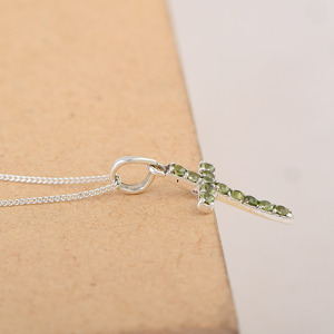Superventas, colgante de cruz de plata de ley 925, piedra preciosa de Peridoto, chapado en rodio collar de cadena de 18 pulgadas, joyería fina de alta calidad - Product Image 3