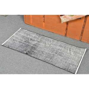 พรมตุรกีขนาดเล็ก 1.4x3.1 ฟุต สีเทาดำลายพราง ทำจากขนสัตว์ - Product Image 3