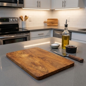Planche à découper en bois de teck écologique, épaisseur 1,5 cm, passe au lave-vaisselle, durable pour hacher, trancher et servir - Product Image 6