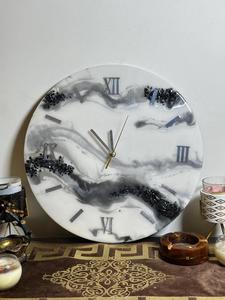 Modern Antiquity <b>Art</b> <b>Deco</b> Wall <b>Clock</b> Magnetic Needle Display Battery Operated Oversized Living Room Quartz Movement Resin Wood - Product Image 2
