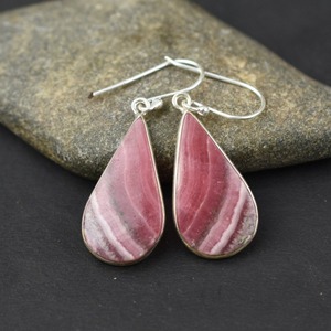 Boucles d'oreilles en argent faites à la main, style bohème, bijoux en argent sterling 925, pierre précieuse rhodochrosite, boucles d'oreilles tendance, bijoux pour femmes, cadeau - Product Image 2