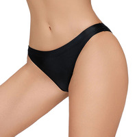 Tanga de mujer sin costuras, transpirable, con corte láser, sexy, de talle alto, sin marcas, liso, teñido, de punto, 100% seda