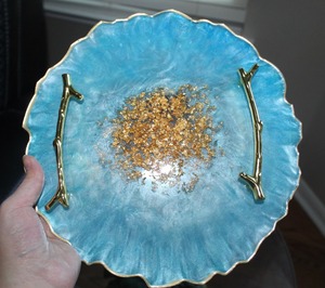 Bandeja decorativa de Arte de resina, pieza de decoración moderna para el hogar para uso diario, bandeja de resina epoxi hecha a mano con posavasos, precio asequible - Product Image 6