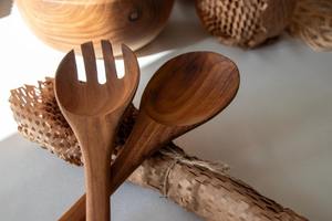 Wooden Resin Spoon With Fork Decorative Salad Serving Utensils Stylish <b>Tableware</b> Cutlery - Product Image 3