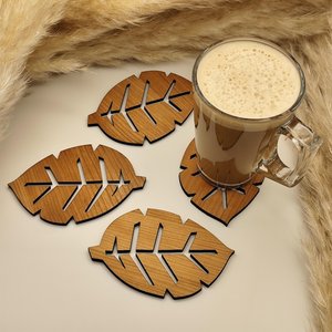 Dessous de verre en résine et en bois de conception minimale, époxy durable avec base en bois massif, finition brillante, sous-verres en pierre - Product Image 3
