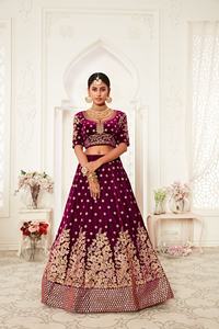 Exclusive Velvet <b>Purple</b> Royal Lehenga Choli Bridal Wedding <b>Dress</b> India Manufacturer Surat - Product Image 3