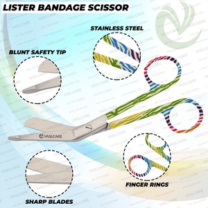 Juego de 3 tijeras Vaslcare de enfermería Premium, diseño elegante, mango impreso, pinzas hemostáticas, fuente de alimentación Manual - Product Image 5