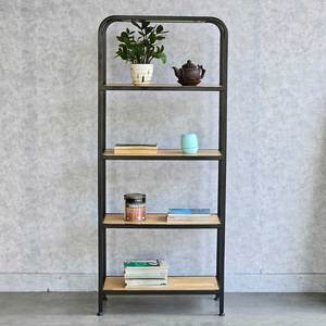 ชั้นวางของตกแต่ง KTB68136 โครงเหล็กพร้อมท็อปไม้ยางพารา ขนาด 60x30x140 ซม. แบบตั้งพื้น สำหรับห้องนั่งเล่น - Product Image 3