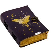 Radaba Luna Moth Blank Spell Book of Shadows Journal avec fermoir à cadenas, carnet vintage fait main en cuir imprimé papillon A4/A5/A6