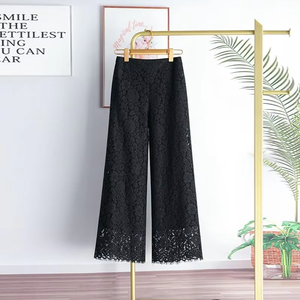 Femmes avec taille haute tombante sentiment nouvelle dentelle soluble dans l'eau lâche et droite en été est mince femme - Product Image 5